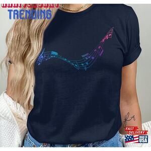 Music Note Wave Tshirt Or Musical Staff Tee Melody Line Art Shirt Unisex
